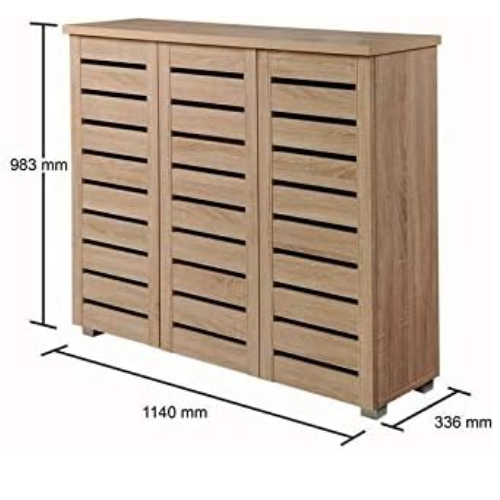 Space-Saving 5 Tier Shoe Storage Cabinet 3 Door Organizer Sonoma Oak