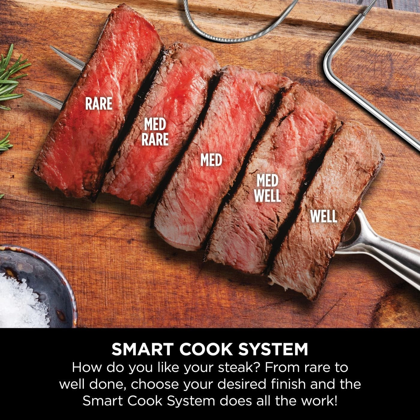 Electric BBQ Grill & Smoker 4-in-1 with Smart Temperature Probe – Large Portable