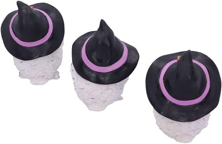 Wise Owl Witch Figurines Set Resin Ornament Cute White 9cm Home Decor Gift