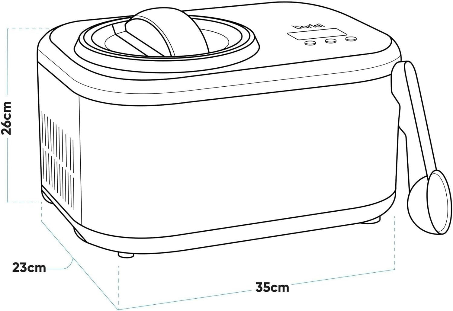 Ice Cream Maker Compressor 1L Fast Freeze Automatic Gelato Machine