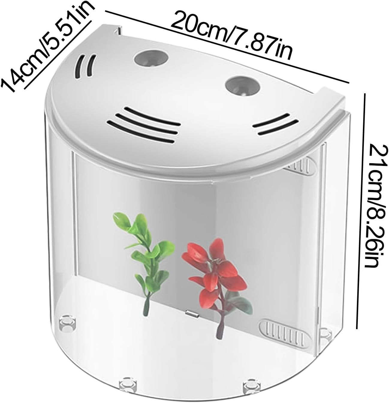 Small Betta Fish Tank Desktop Aquarium w/ Pump Clear Acrylic Bowl