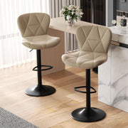 Adjustable Swivel Bar Stools Set of 2 Faux Leather Counter Height Khaki
