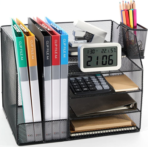 4-Tier Stackable Desk Organizer Letter Tray – Metal File Holder