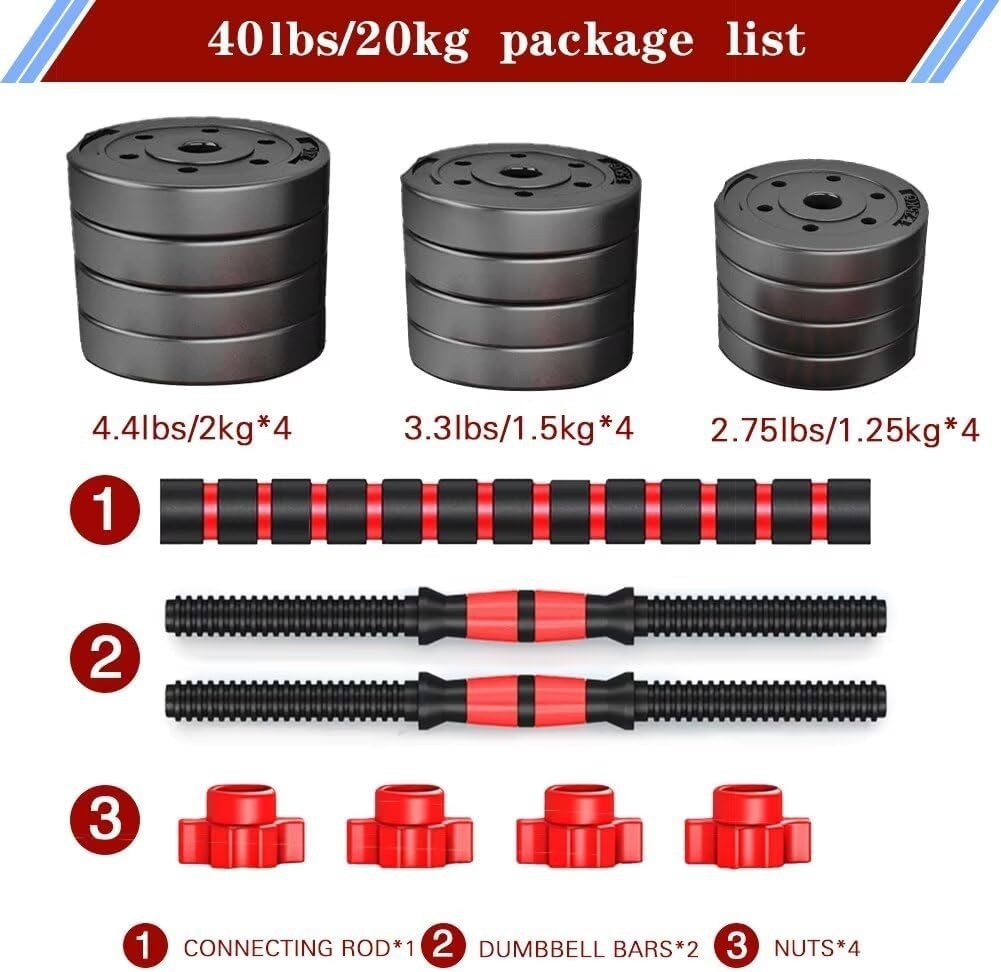 Adjustable Dumbbell Barbell 2 in 1 Weight Set Home Gym Free Weights