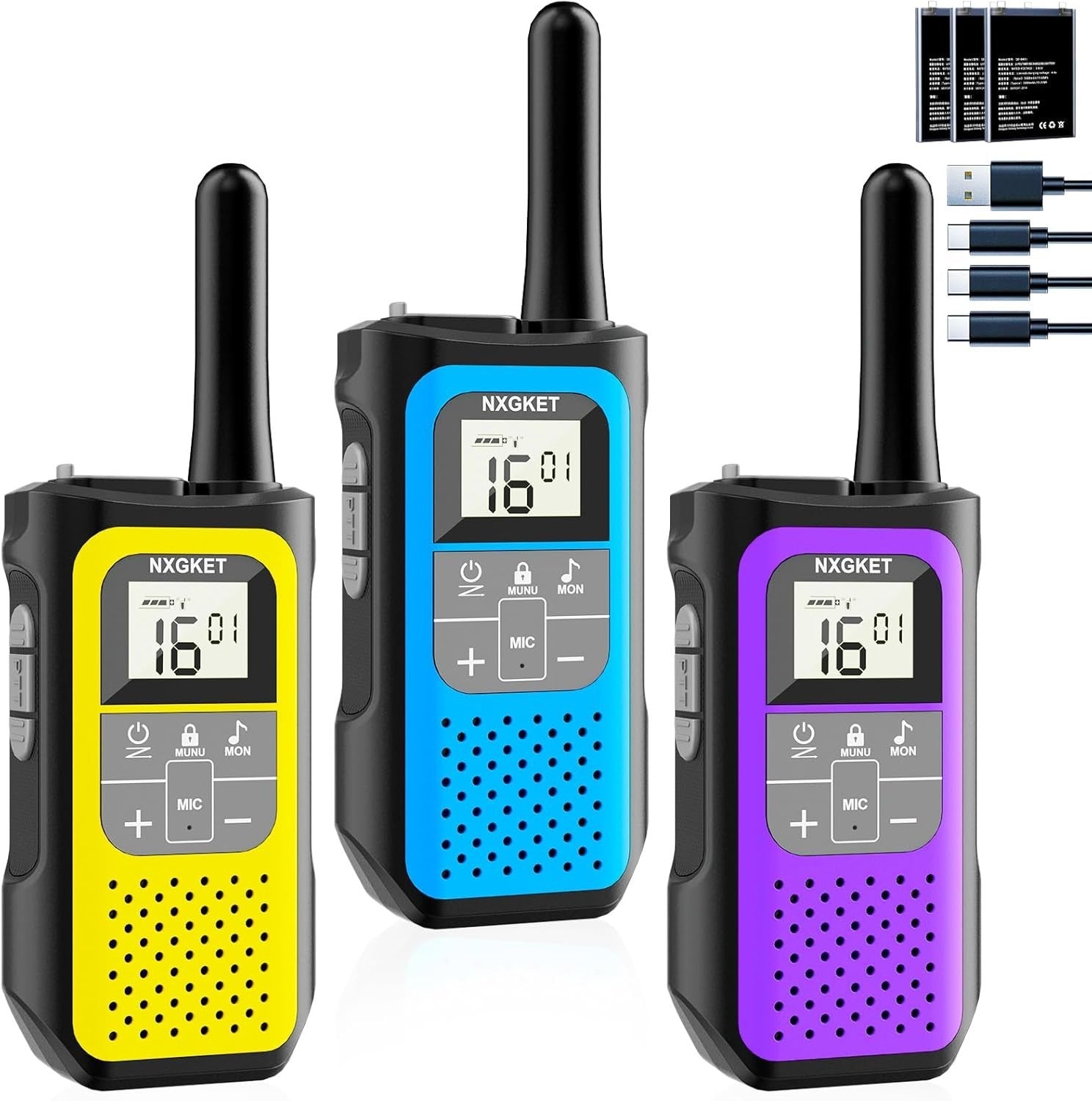 Rechargeable Walkie Talkies Long Range VOX 16 Channel 3 Pack