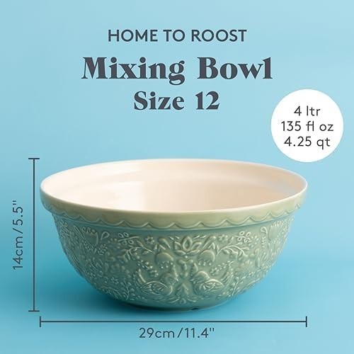 4L Mixing Bowl Earthenware Hen & Cockerel Design Kitchen Bakeware