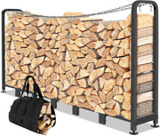 Heavy-Duty Outdoor Firewood Log Rack with Adjustable Height & Carry Bag