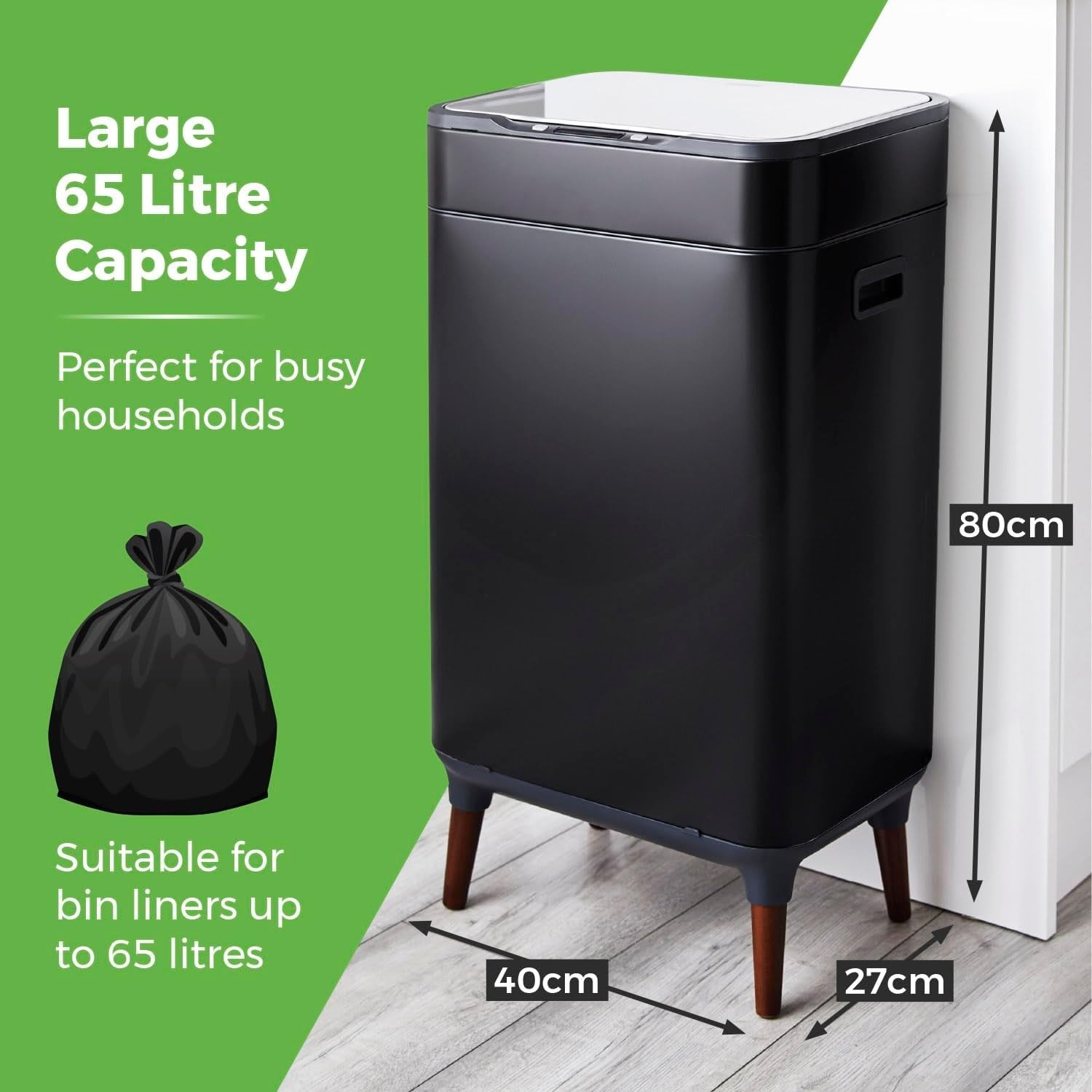 65L Touchless Kitchen Bin | Automatic Sensor Trash Can with Carbon Filter