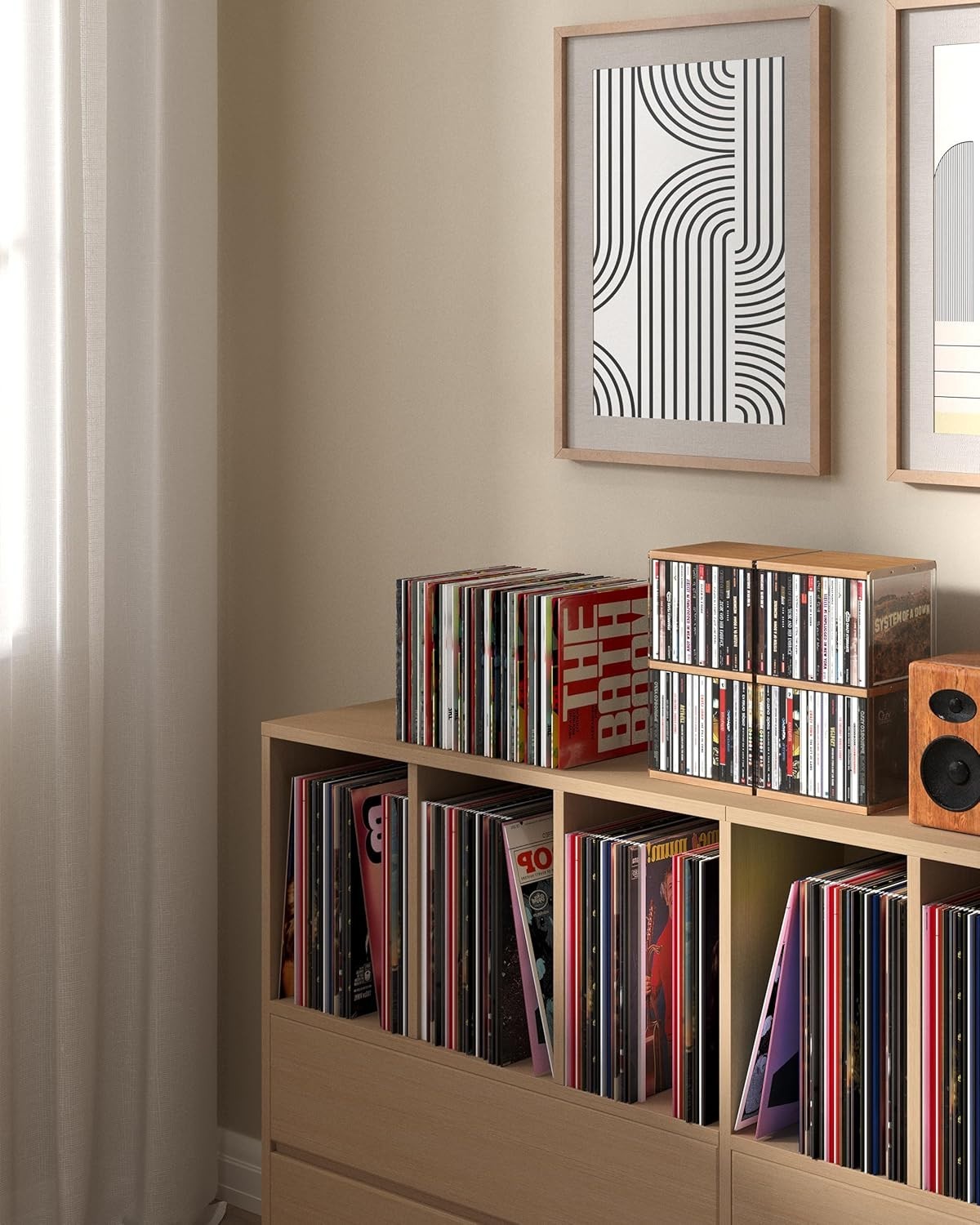 Retro Walnut CD Holder Rack 30 Disc Desktop Storage Shelf Organizer