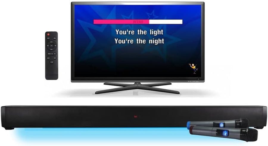 Karaoke Soundbar with 2 Wireless Mics All-in-One Party Speaker