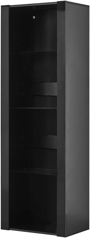 Tall Display Cabinet Glass Shelves RGB Light Black 165cm Bookcase Unit