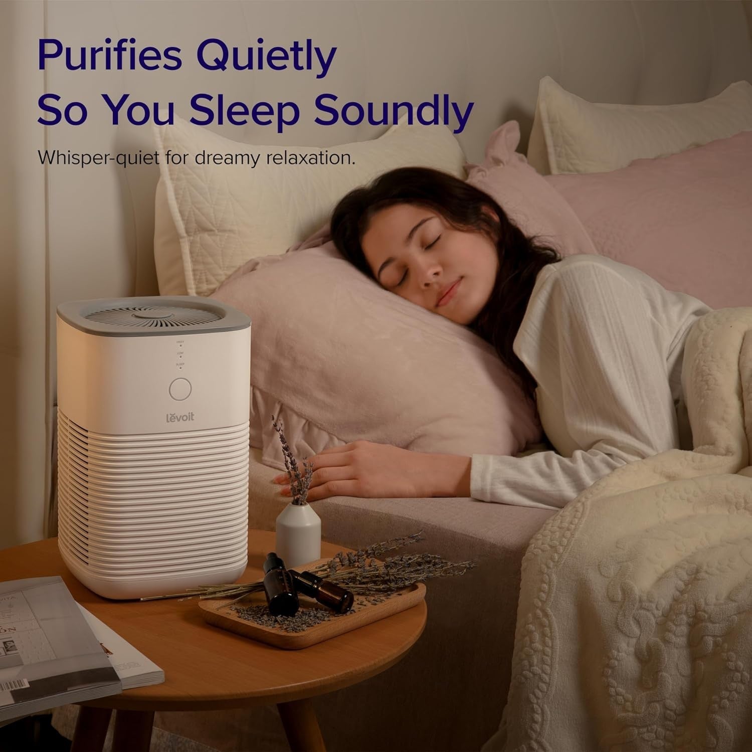 Dual HEPA Air Purifier Bedroom Aromatherapy Quiet Sleep Mode Ozone Free