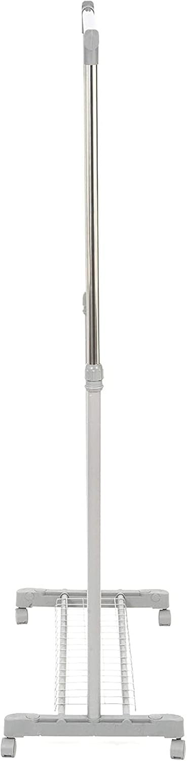 White & Chrome Adjustable Steel Clothes Rail with Wheels