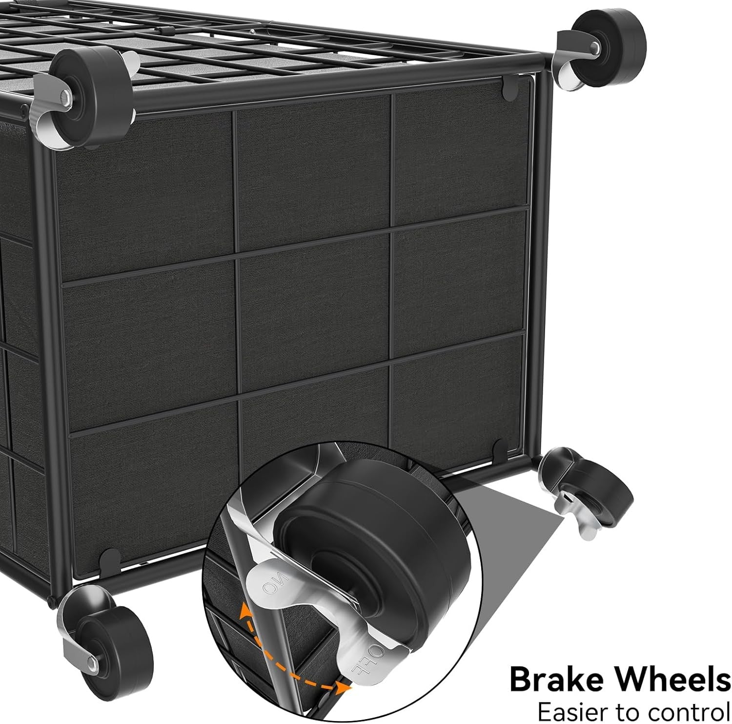 100L Rolling Laundry Hamper on Wheels with Removable Bag Metal Frame Black