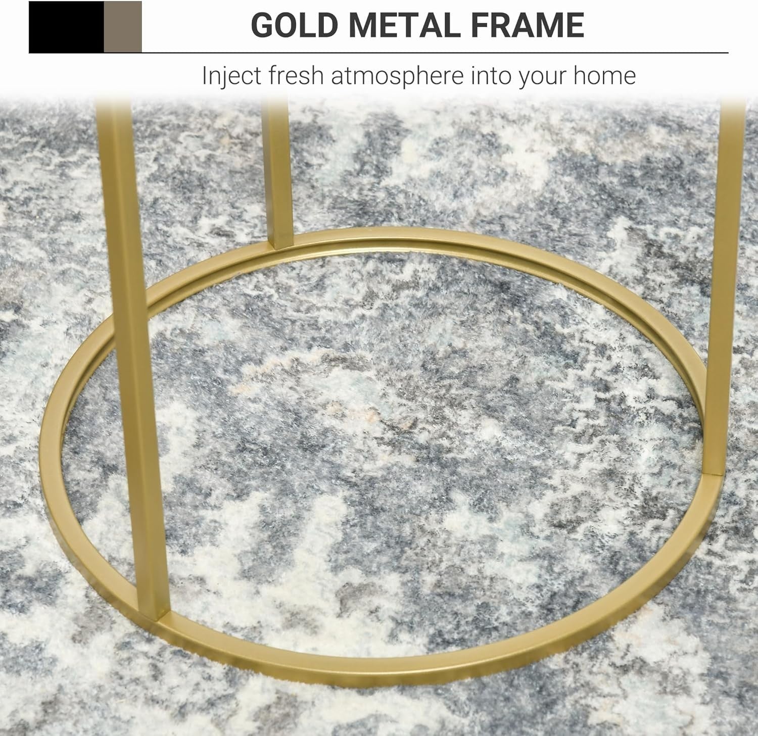 Gold Nesting Side Table Set 2 Round Metal Frame Tray Coffee End Tables Modern