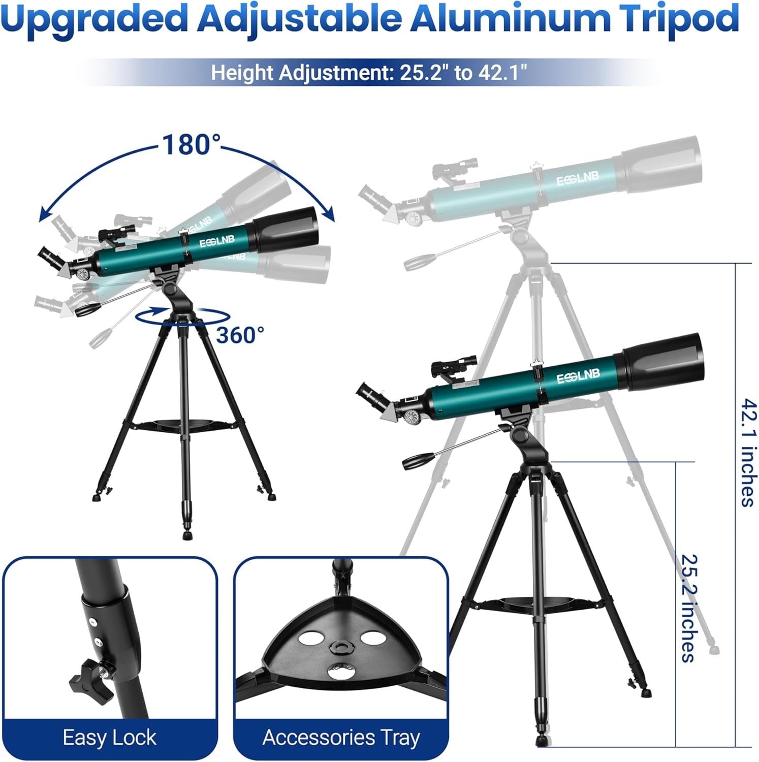 Telescope for Astronomy with Smartphone Adapter & Adjustable Tripod