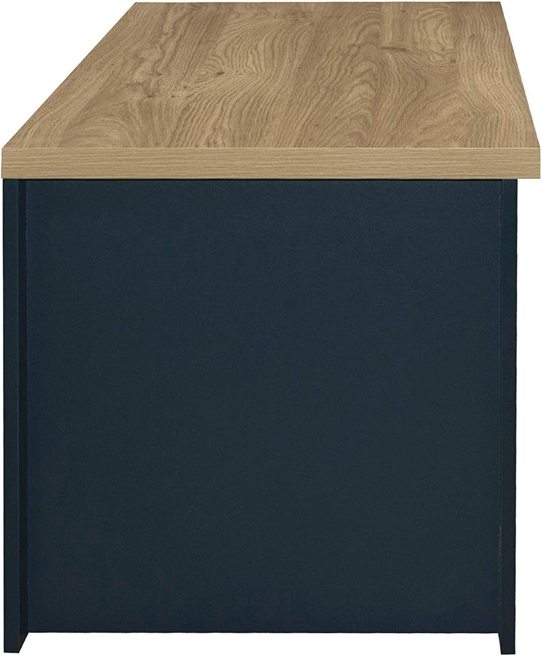 Rustic Blue Oak Coffee Table with 2 Drawers – Farmhouse Storage & Chic Design