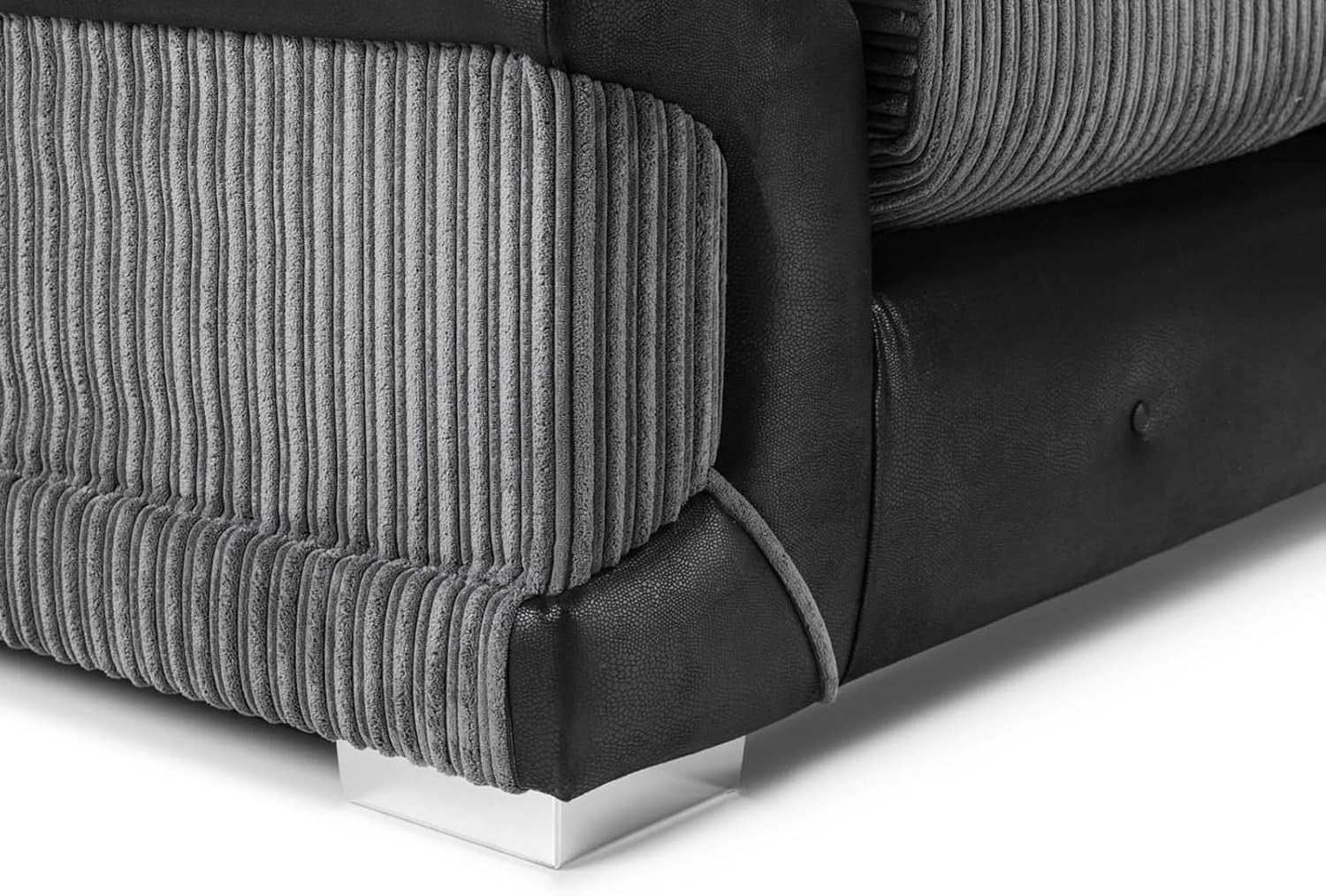 Spacious 5-Seater Jumbo Cord Corner Sofa L-Shape High Back Comfort Cushions
