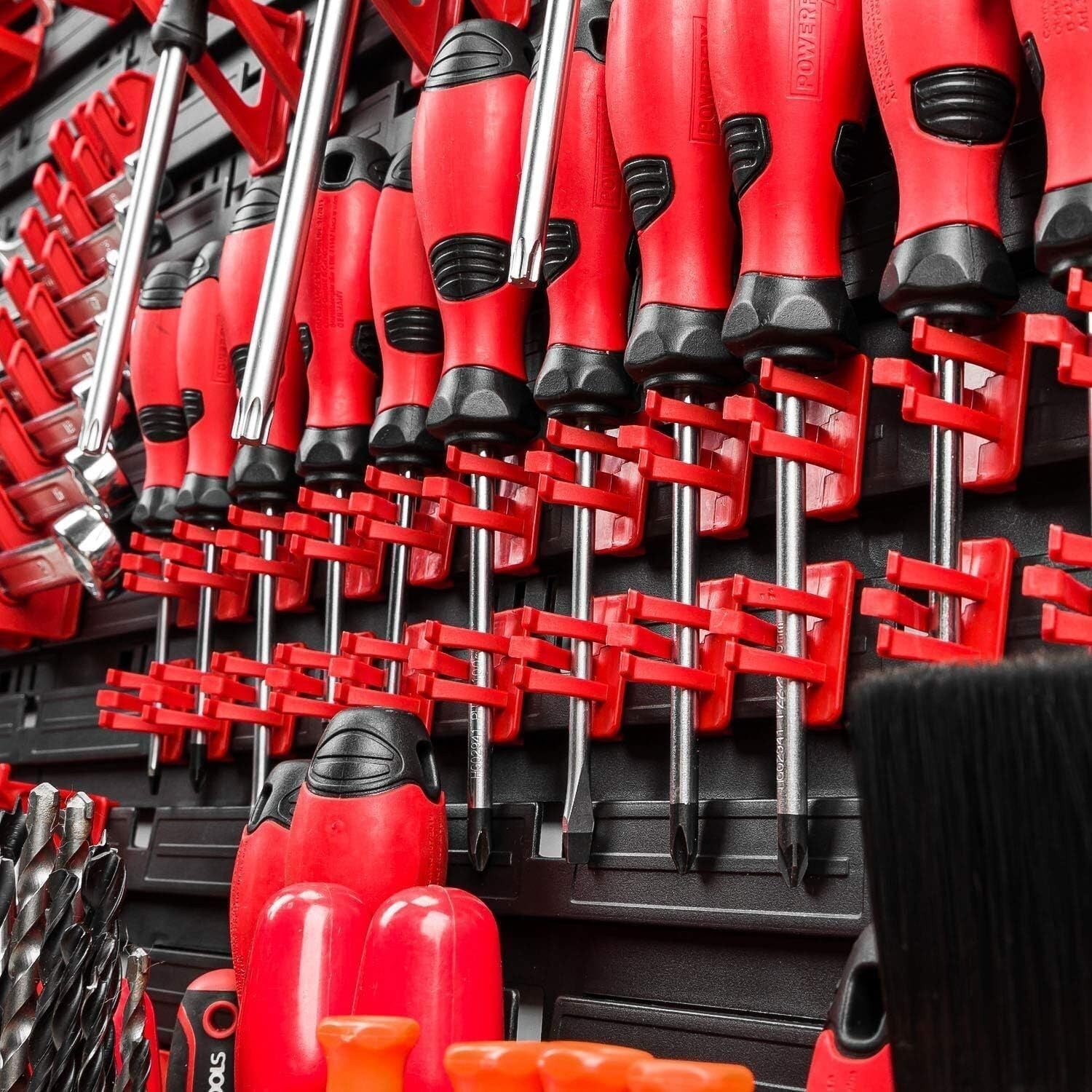Wall Mounted Tool Peg Board Set Garage Workshop Storage Rack Red