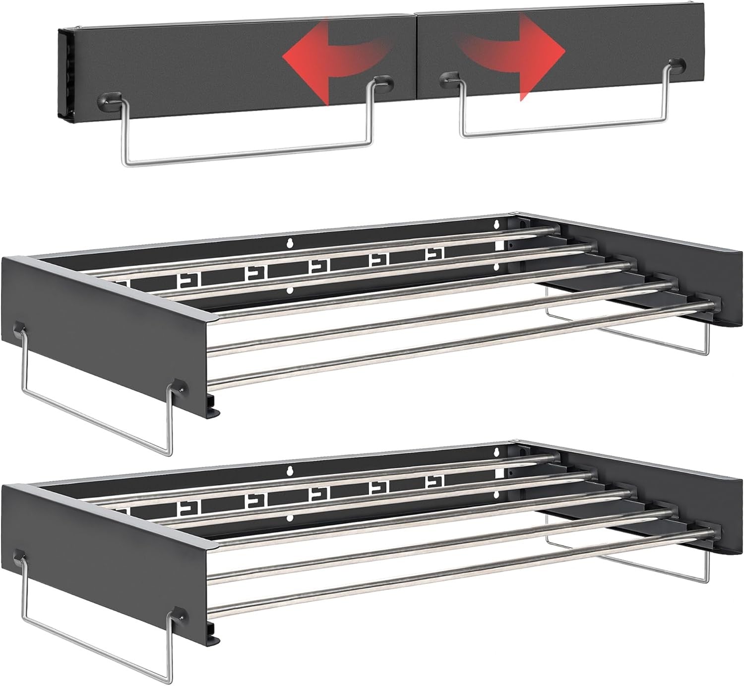 Wall Mounted Retractable Clothes Folding Drying Rack Space Saving