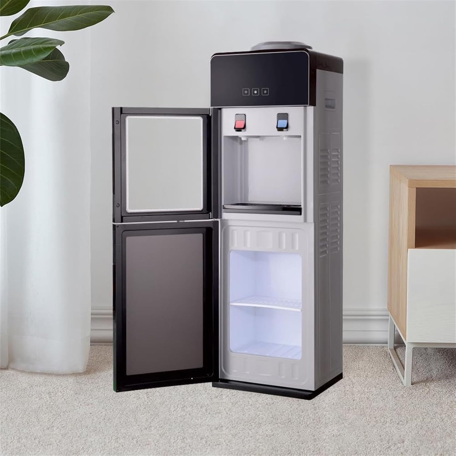 Water Cooler Dispenser Hot Cold Top Loading Child Lock Storage Cabinet