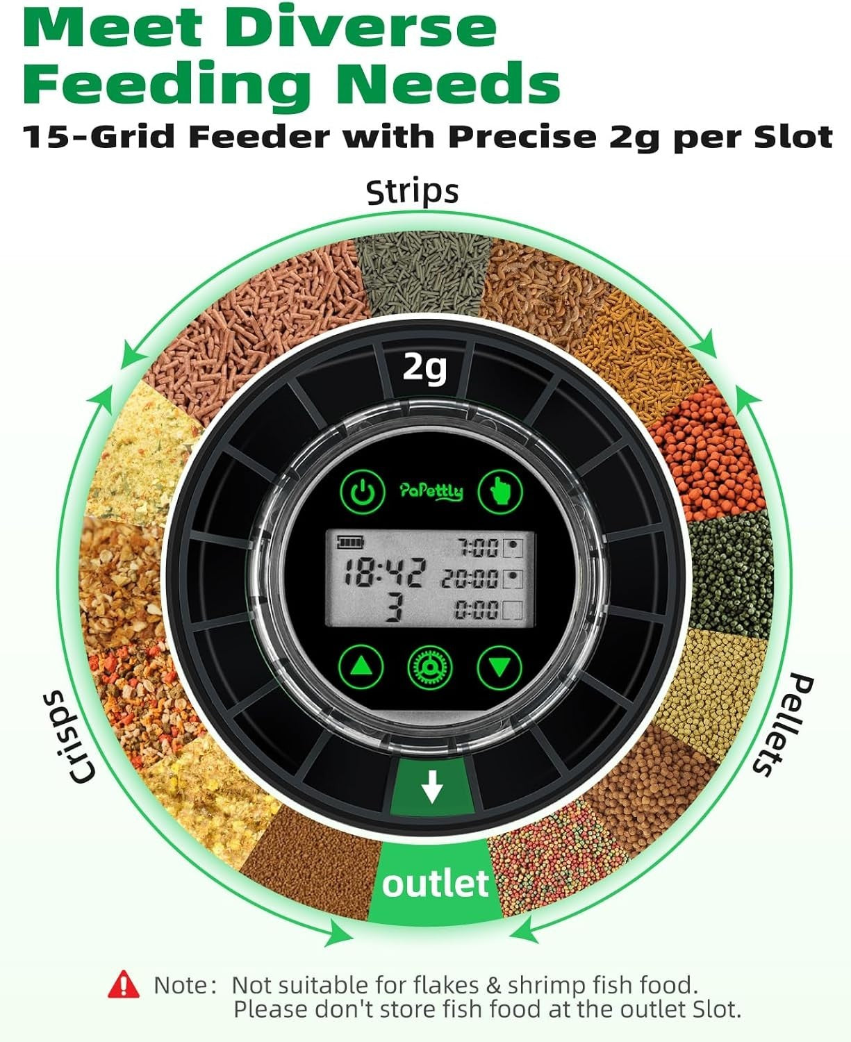 Automatic Fish Feeder USB Rechargeable LCD Timer Aquarium Food Dispenser