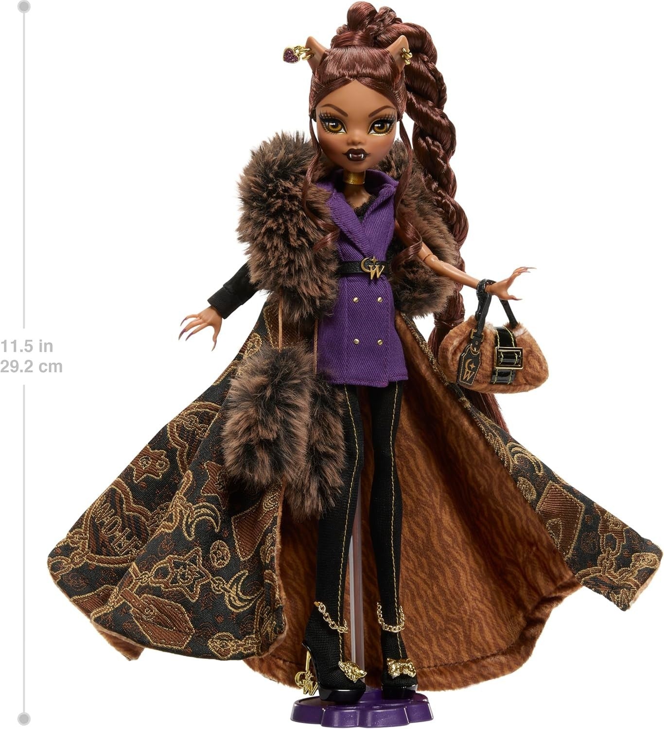 Fashion Werewolf Doll Collectible Faux Fur Coat Runway Outfit Display