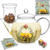 Glass Teapot with Infuser 1.2L Stovetop Microwave Safe Tea Maker Set