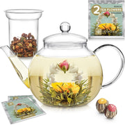 Glass Teapot with Infuser 1.2L Stovetop Microwave Safe Tea Maker Set