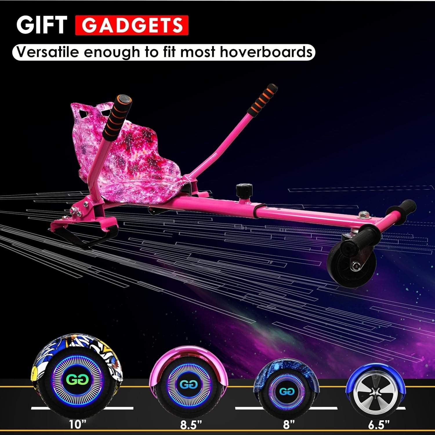 Hoverkart Attachment Seat Frame for 6.5 8 10 Inch Hoverboards Pink