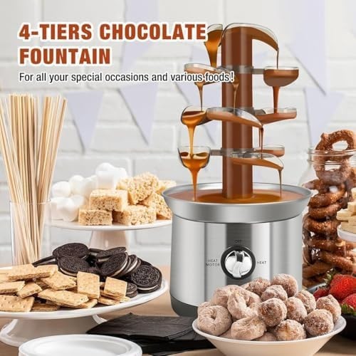 4 Tier Chocolate Fountain Stainless Steel Nacho Cheese Sauce Machine
