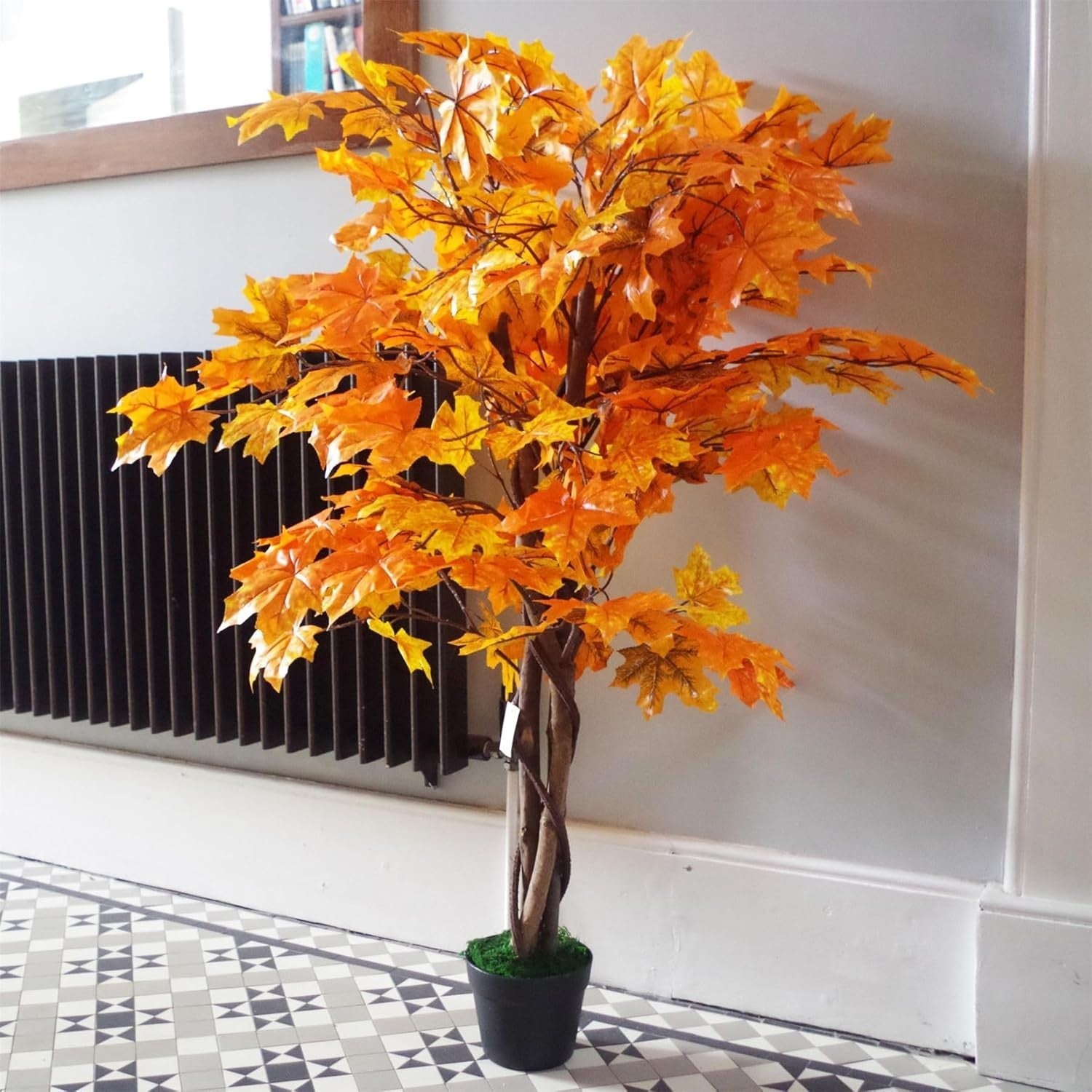 125cm Orange Maple Acer Extra Large Faux Tree in Weighted Pot Indoor Decoration