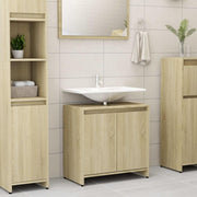 Modern Brown Under Sink Bathroom Cabinet – 2 Door Storage Unit 60x61cm