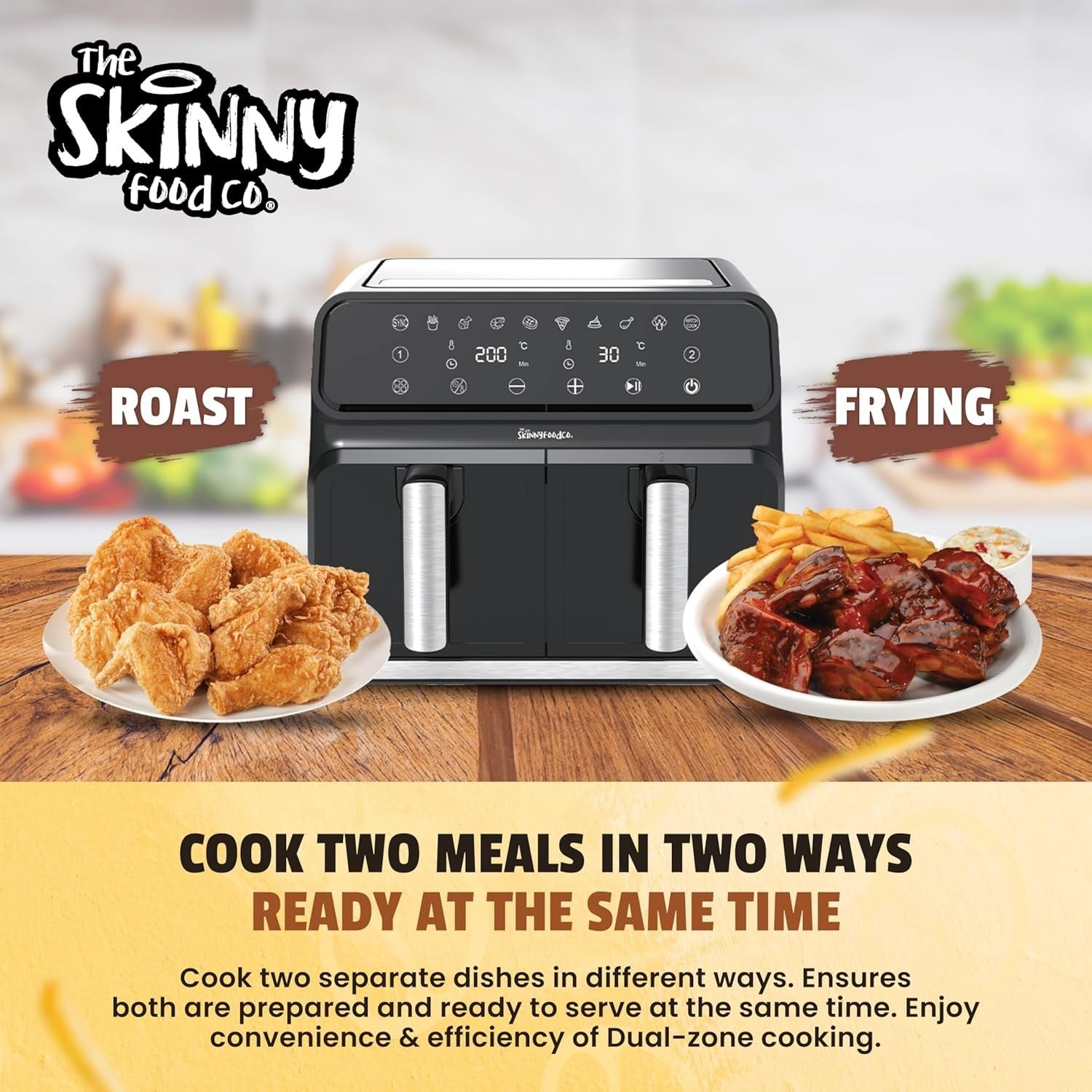 8L Dual Drawer Air Fryer Sync Finish 1700W 8-in-1 Touchscreen No Oil