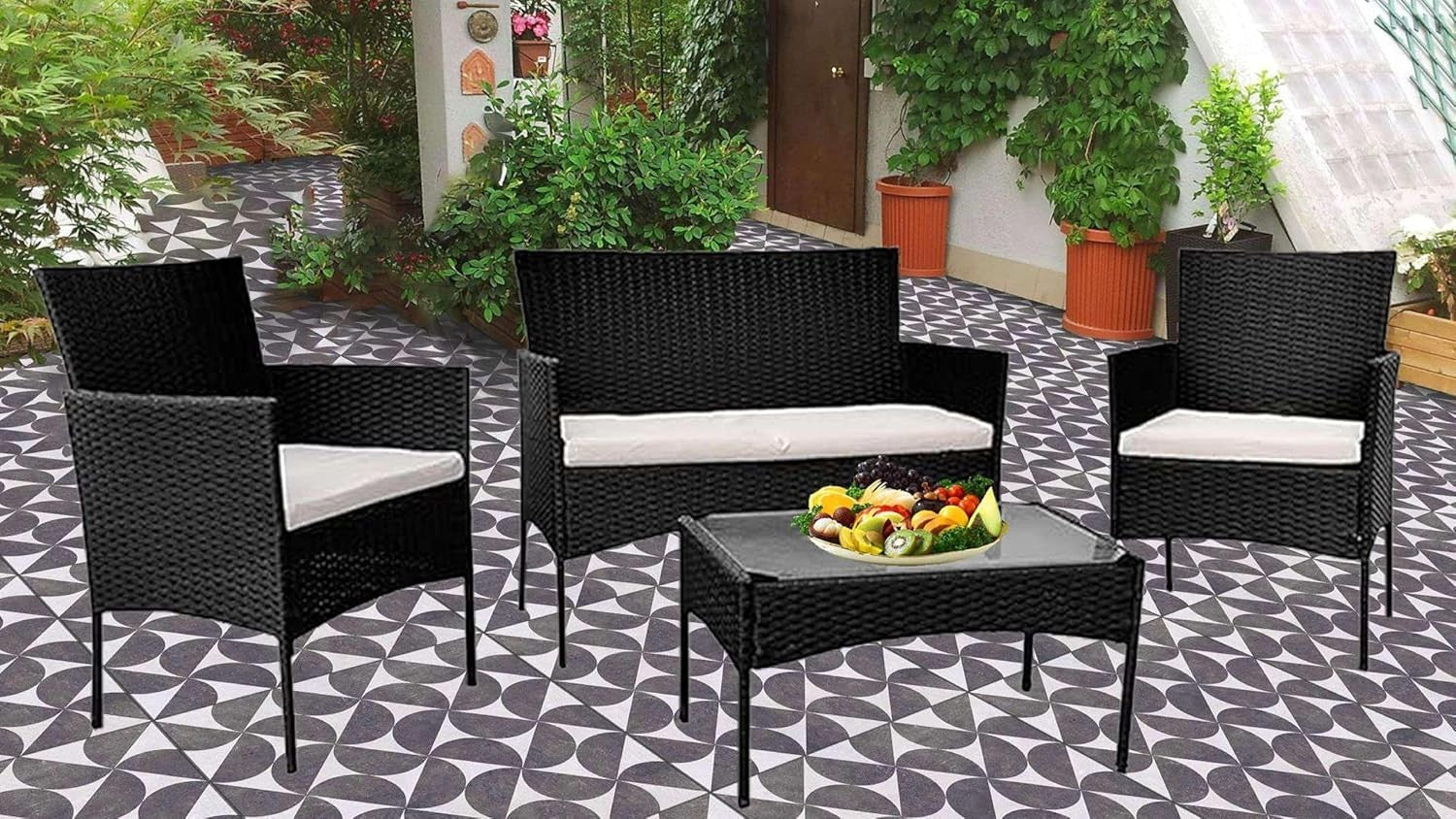 Rattan Garden Furniture Set 4 Seater Outdoor Sofa Chairs Table Patio