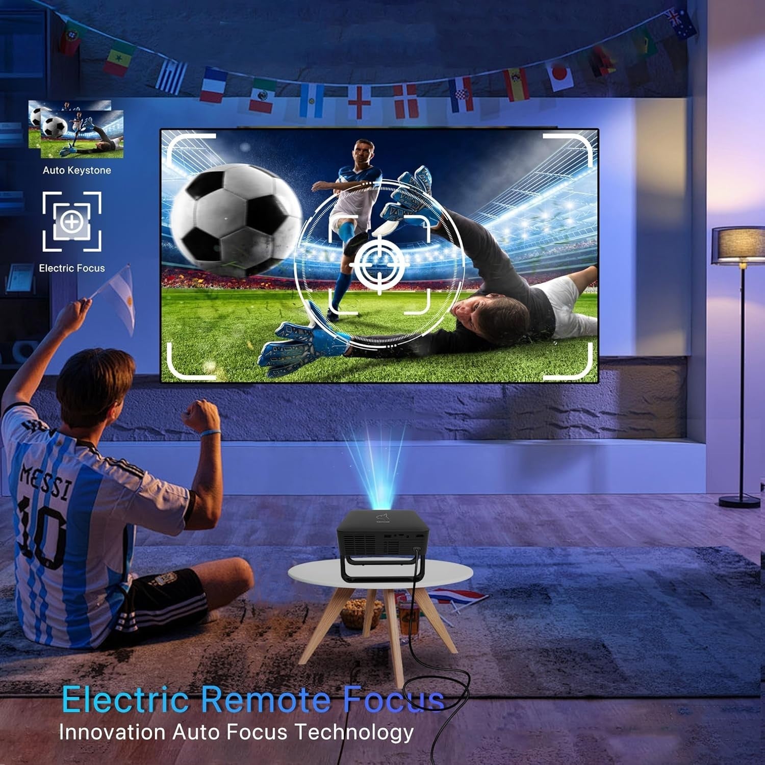 Mini Smart Projector 1080P 4K WiFi 6 Bluetooth 360° Stand