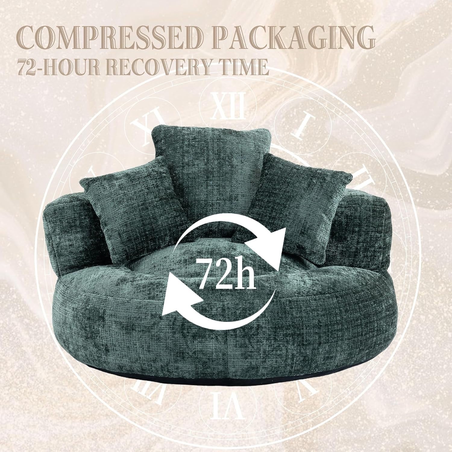 Emerald Oversized Bean Bag Chair Sofa w/ Pillows, Gaming, Lounge, Indoor/Outdoor