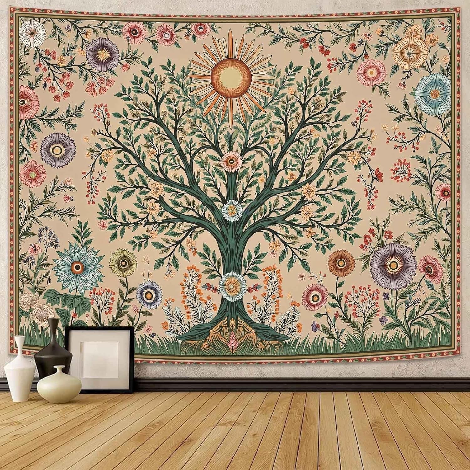 Chakra Tree Wall Tapestry 90x70" Boho Spiritual Bedroom Decor