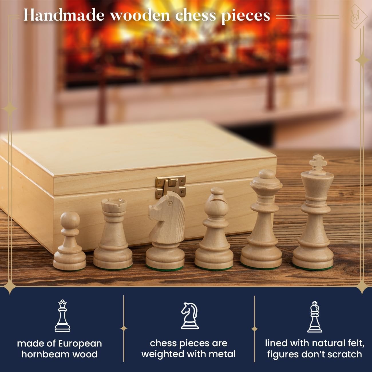 54cm Luxury Wooden Chess Set – Inlaid Sycamore Board & Weighted Pieces