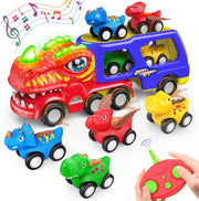 Remote Control Dinosaur Construction Truck Toy Set for Boys Age 2-6