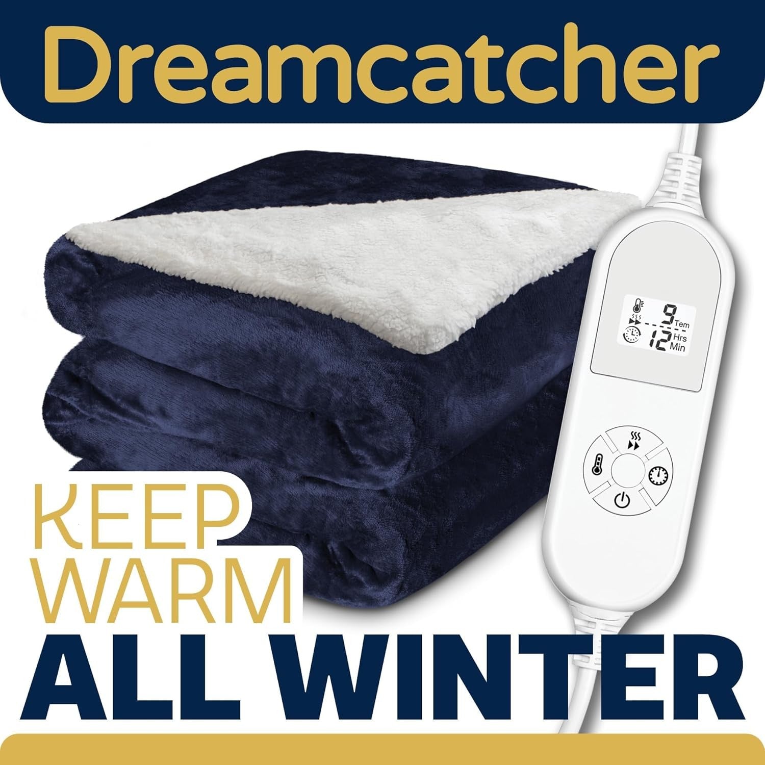 Electric Heated Throw Blanket 160x120cm Sherpa Fleece 9  Washable