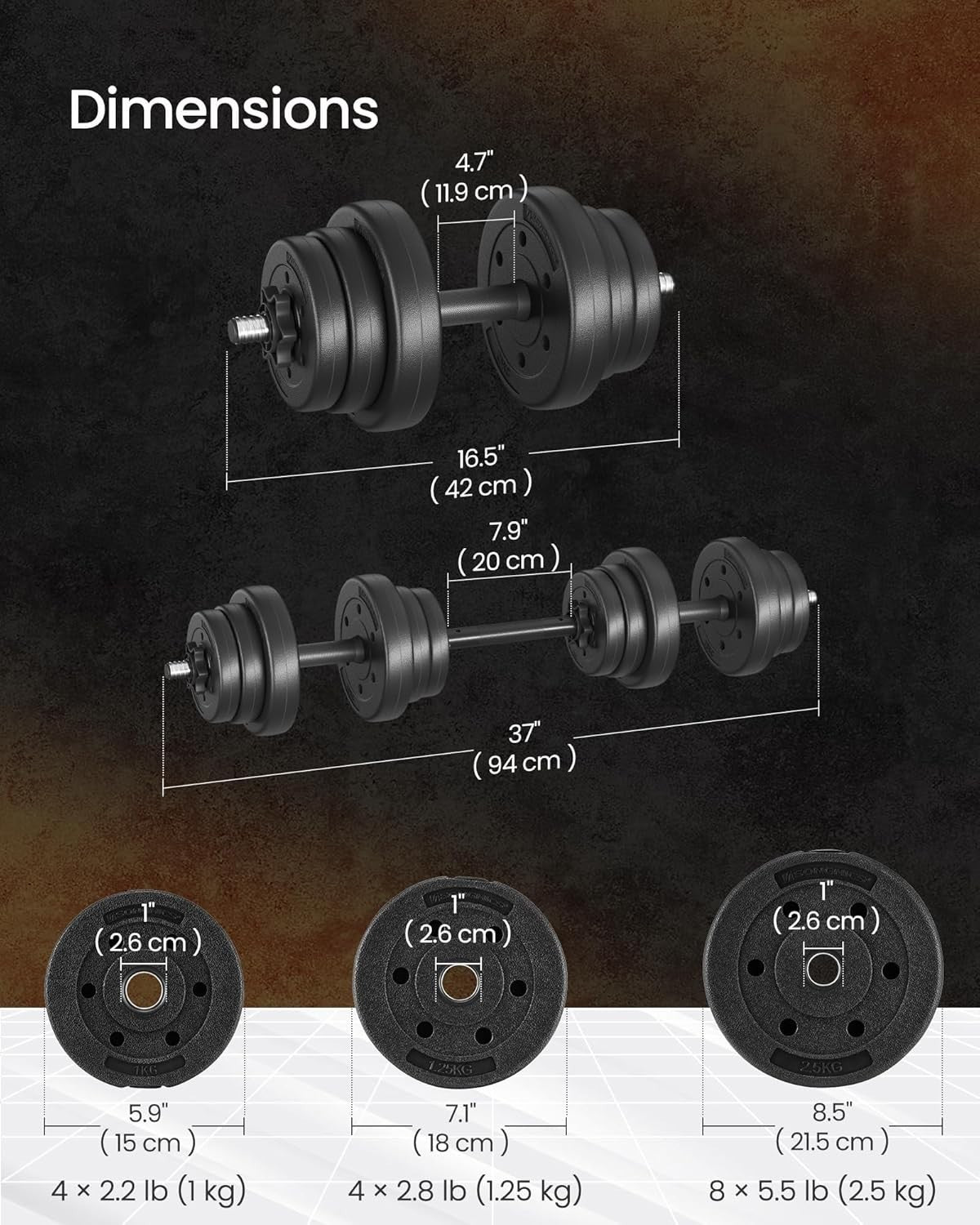 30kg Adjustable Dumbbell Barbell Set 2-in-1 Home Gym Free Weights