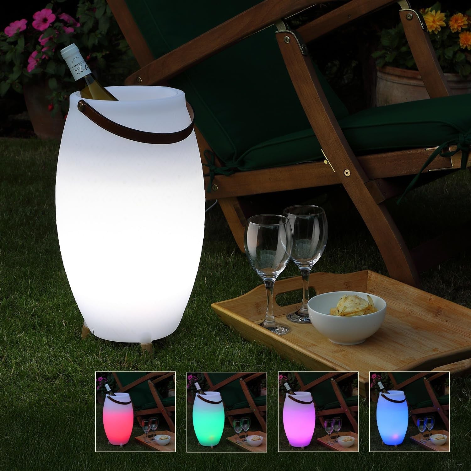 LED Wine Cooler Ice Bucket Bluetooth Speaker Colour Changing Remote Control 45cm