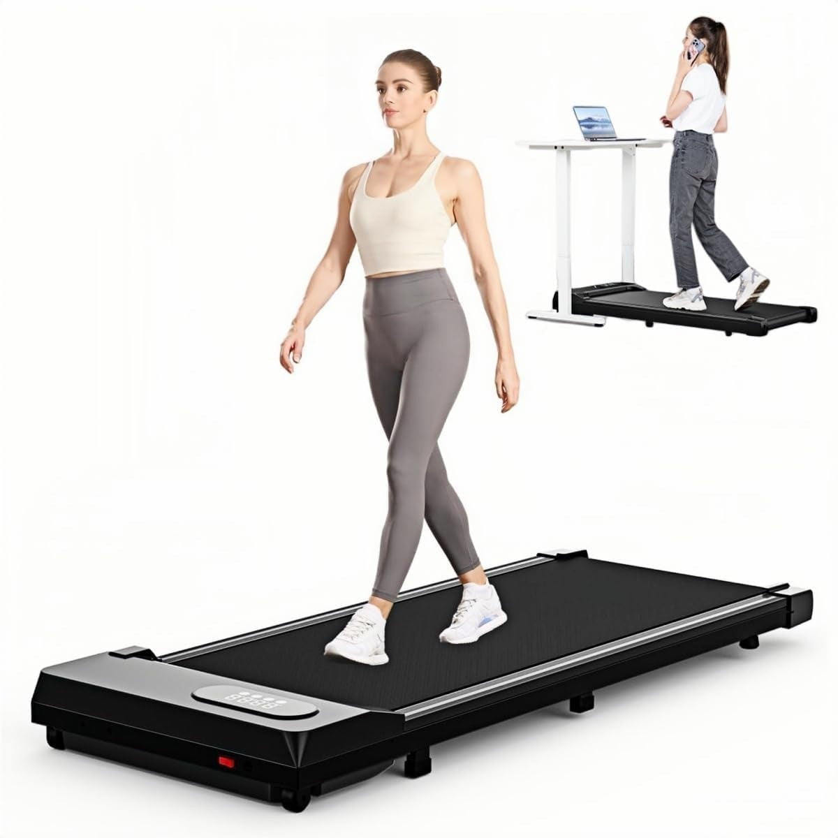Walking Pad Treadmill Incline Under Desk 8km/h Portable Home.