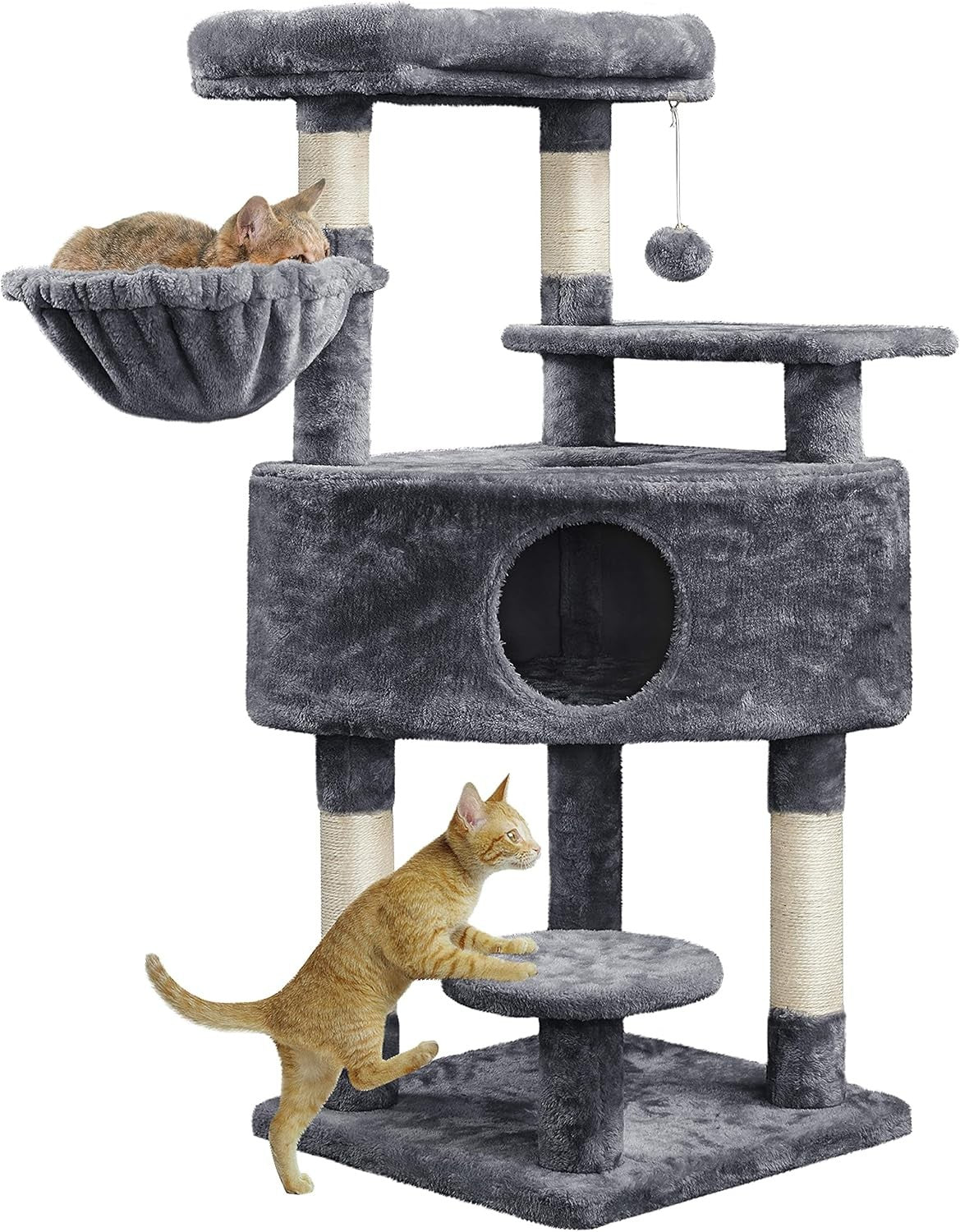 117cm Cat Tree Tower Condo Hammock Sisal Scratching Posts Indoor Cats