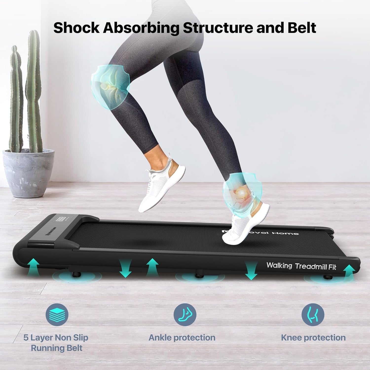 Compact Under Desk Treadmill 6KM/H AI Coaching LED Display Home Office