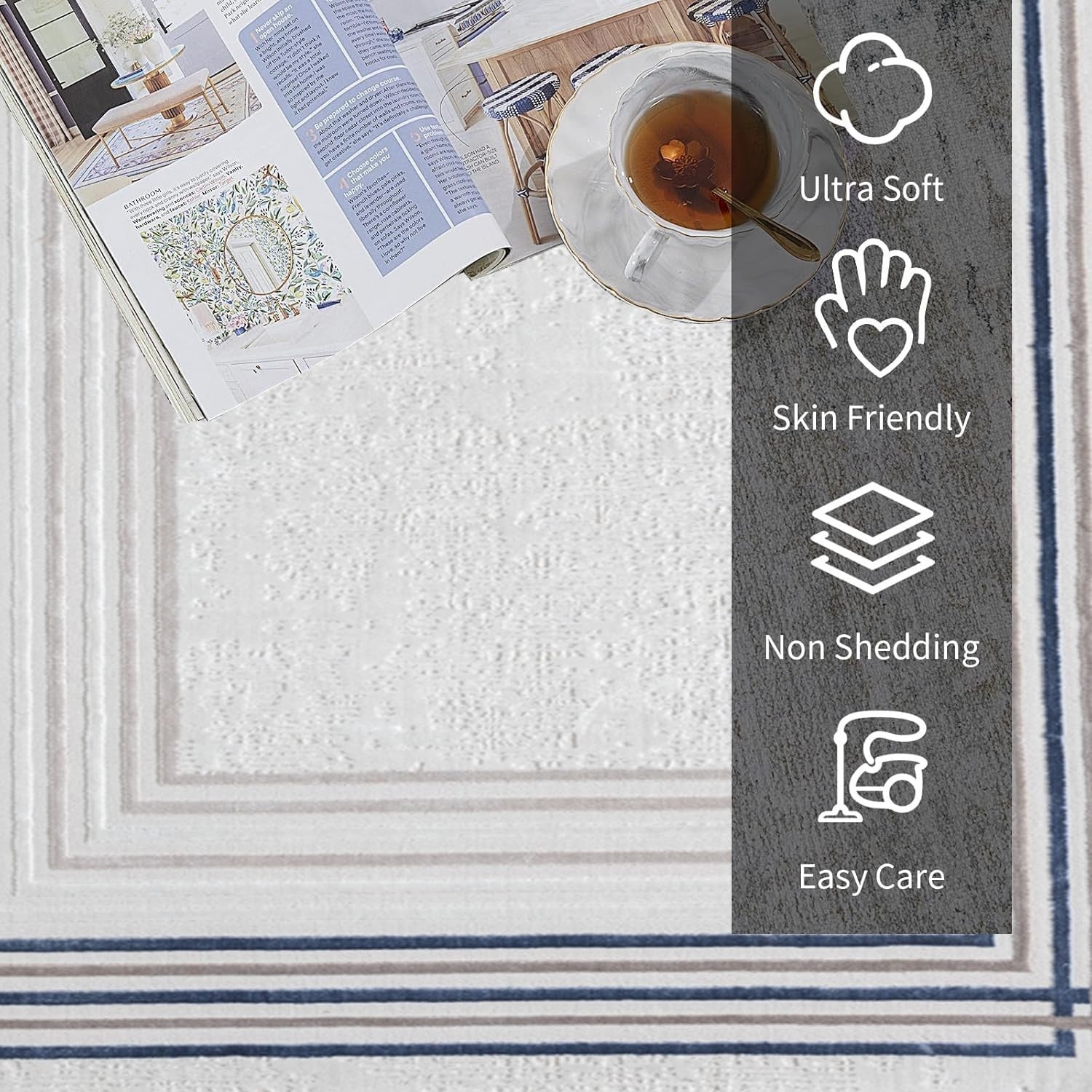 Large Washable Area Rug Anti Slip Soft Pile Living Room Bedroom 160x230cm