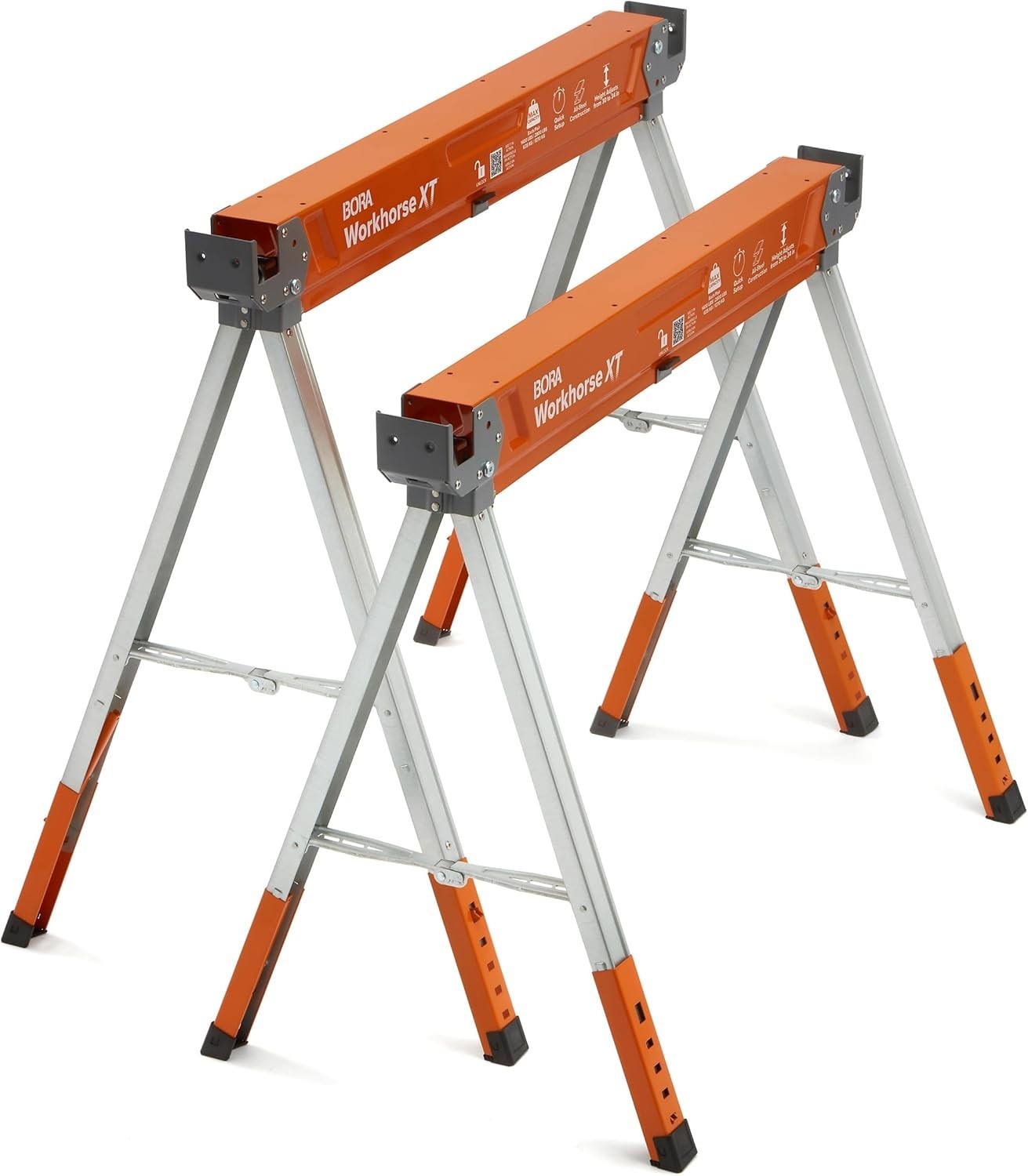 Adjustable Folding Sawhorses 2 Pack 2700lbs Pair Heavy Duty Portable Workbench