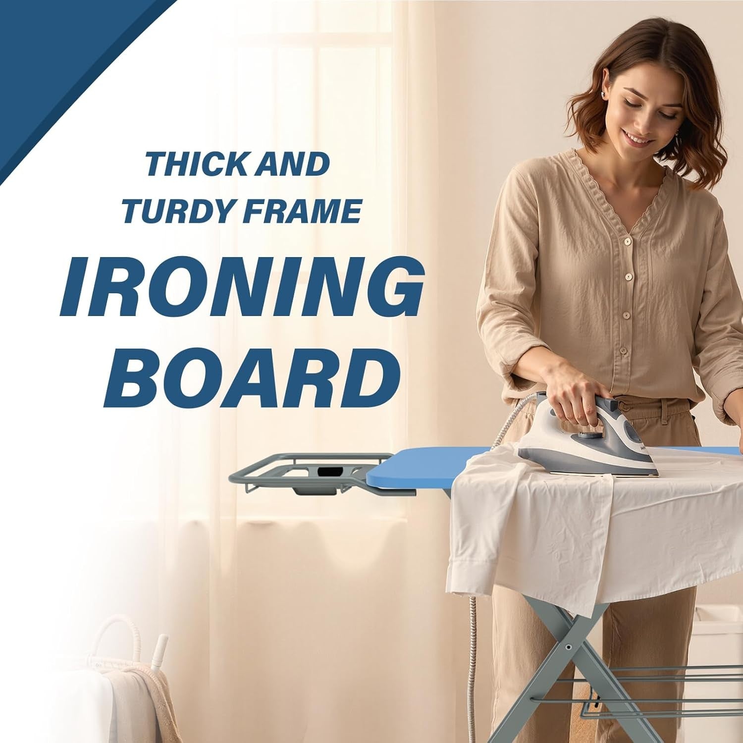 Extra Large Ironing Board Height Adjustable Foldable 120x45cm Cotton Cover
