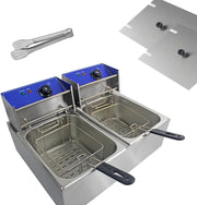 20L Double Deep Fat Fryer 5000W Commercial Stainless Steel Countertop